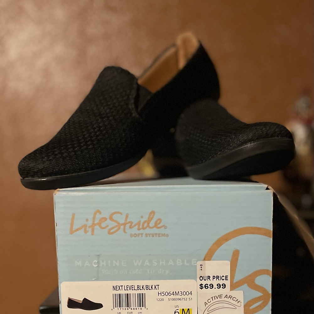 LifeStride Black Slip-On Shoes